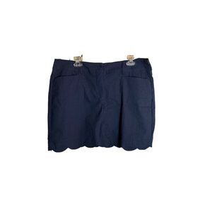 Beachtime women’s navy blue scalloped edge, seersucker skort size 14